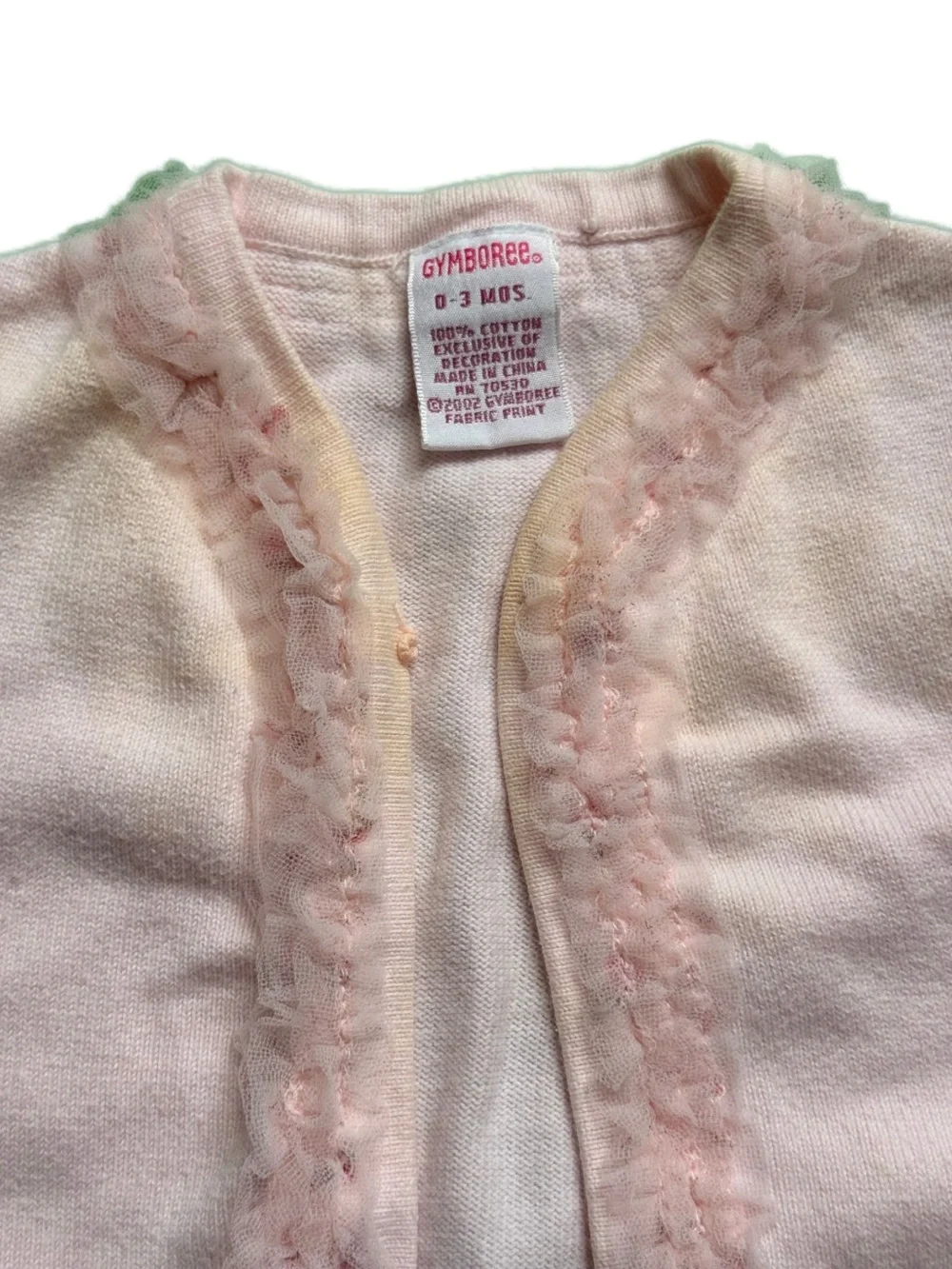 🌸 Gymboree Pale Pink Ruffle-Trim Soft Baby Cardigan 0-3M